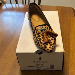 Hush Puppies Leopard Print Loafers with Colorful Tassels